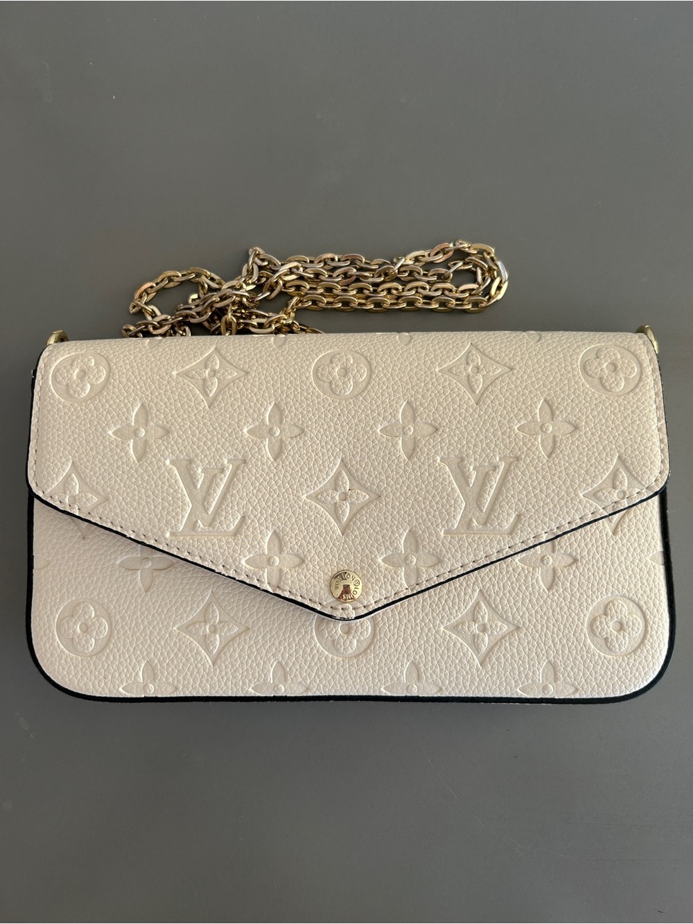 Louis Vuitton White Monogram Chain Crossbody with matching wallet